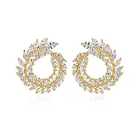 

LUOTEEMI Luxury Cubic Zirconia Earrings Party Big Stud Earring for Women