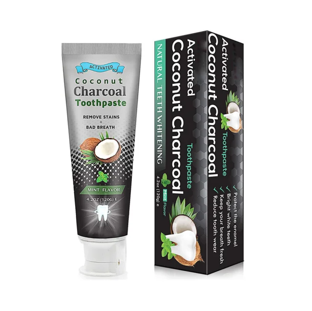 

Private label natural aloe vera mint activated organic coconut shell charcoal coconut oil toothpaste, Black