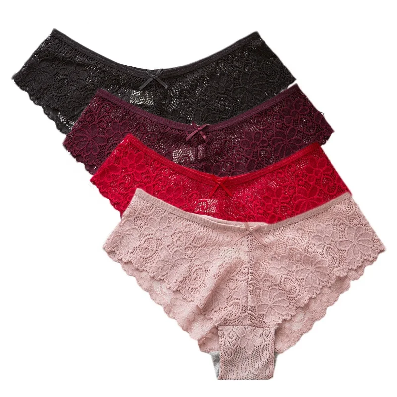 

Custom Womens Underwear Ladies Lace Cotton Spandex Shorty High Quality Underwear Cotton Low Waist Panties wholesale