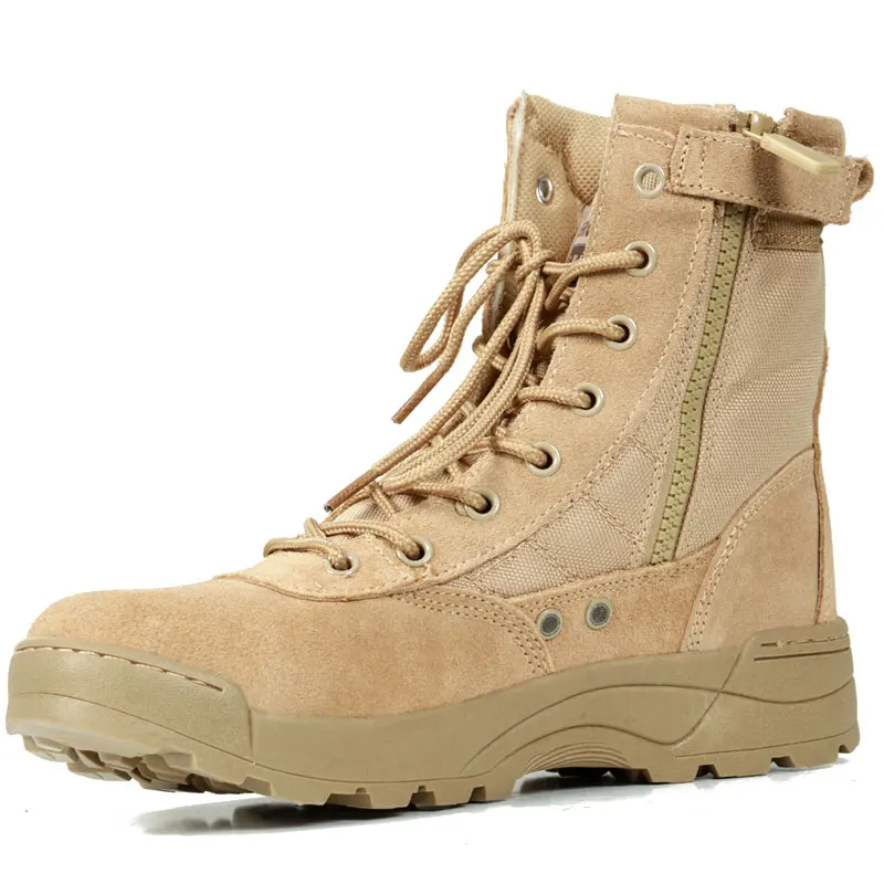 

Beige Color Sand Color and Suede Cow Leather Upper Military Desert Combat Boots Tactical Swat Boots