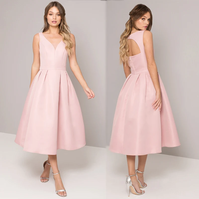 

Pink Sleeveless Open Back Long Dress Woman