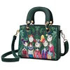 vintage women shoulder bags handbag feeling cartoon print elegant square small bag for ladies purses handbags
