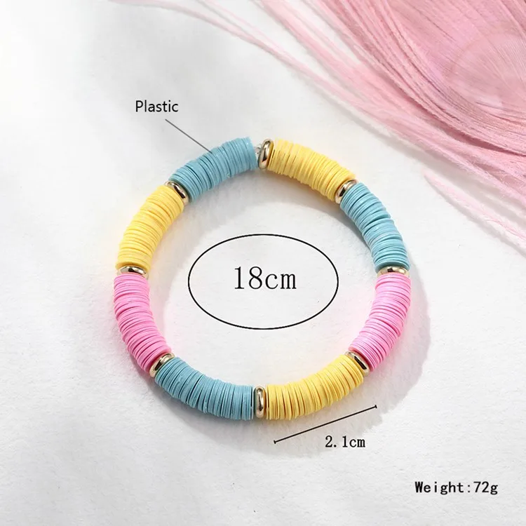 2 Pcs / Set Bohemia Plastic Elastic String Handmade Girls Colorful Bracelet Buy Bohemia