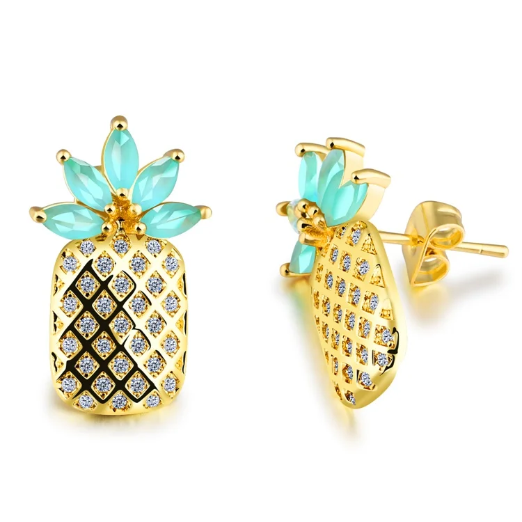 

Personality fruit pendant earrings for women stud,pineapple stud earrings, Gold
