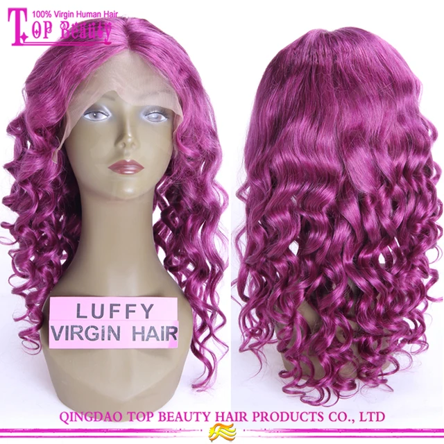 Hot Sale 100 Indian Human Purple Wig For Black Women Purple Lace