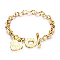 

Toggle Clasp Heart Charm Women Bracelet Jewelry Stainless Steel