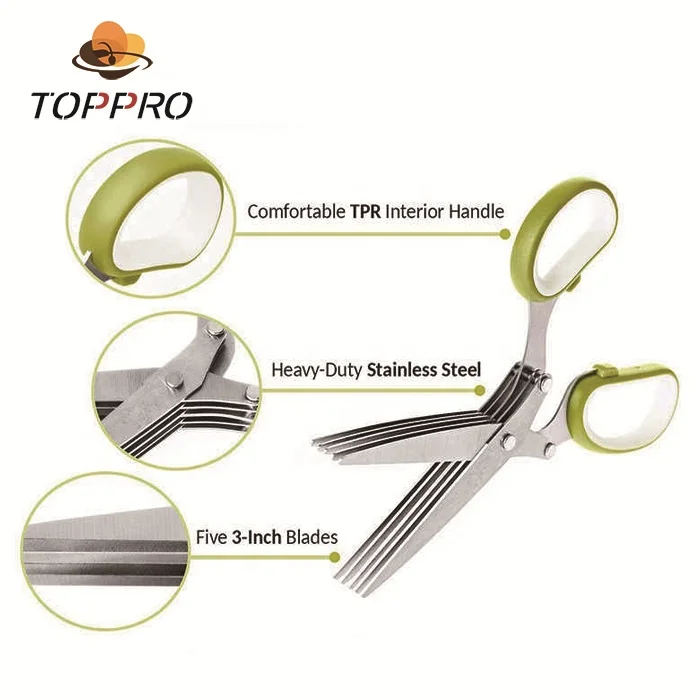 
TOPPRO Kitchen shear 5 blades herb scissors 