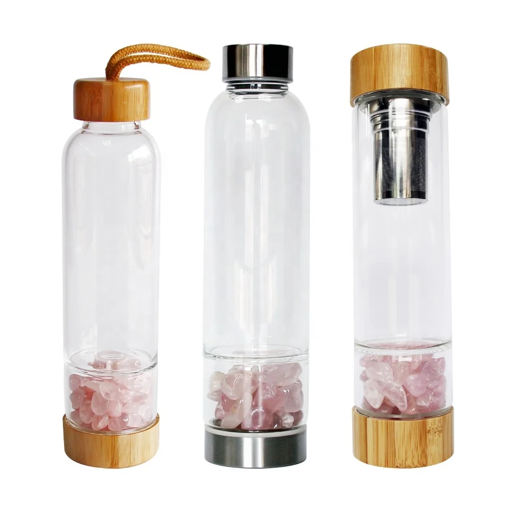 

Natural Gemstone Crystal Gem Water Elixir Bottle, Transparent