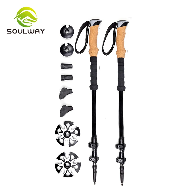 
Customized hotsale 3 sections Quick lock telescopic hiking sticks trekking pole walking stick ski poles aluminium  (60867272808)