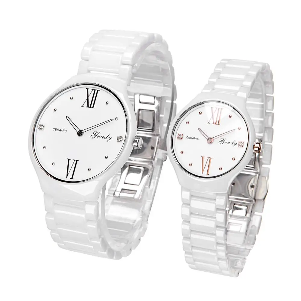 

Couple Ceramic Watches with Imported Japan Quartz Movt Ceramic Band 30m Waterproof Ready to Ship