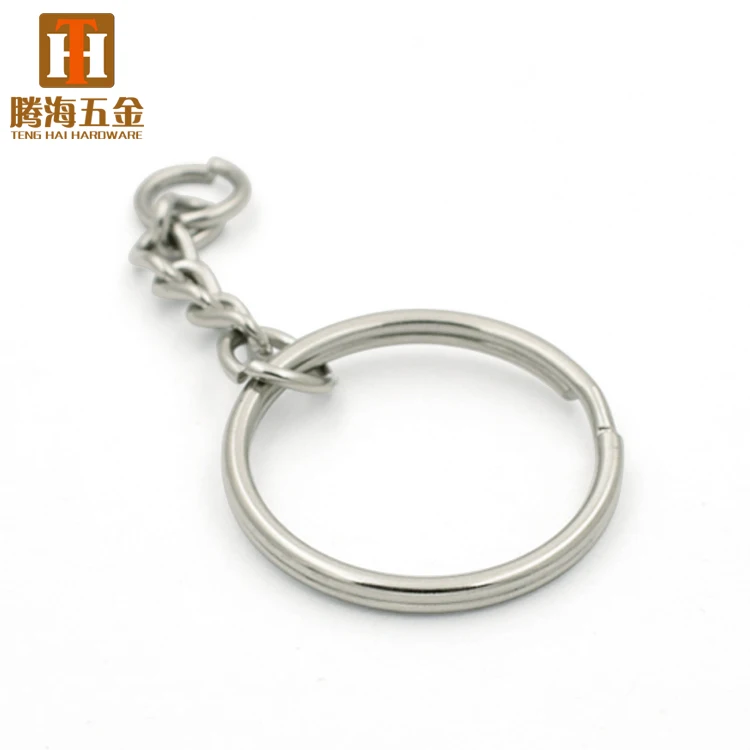 

stock custom factory outlet metal nickel plated cheap key split ring with chains
