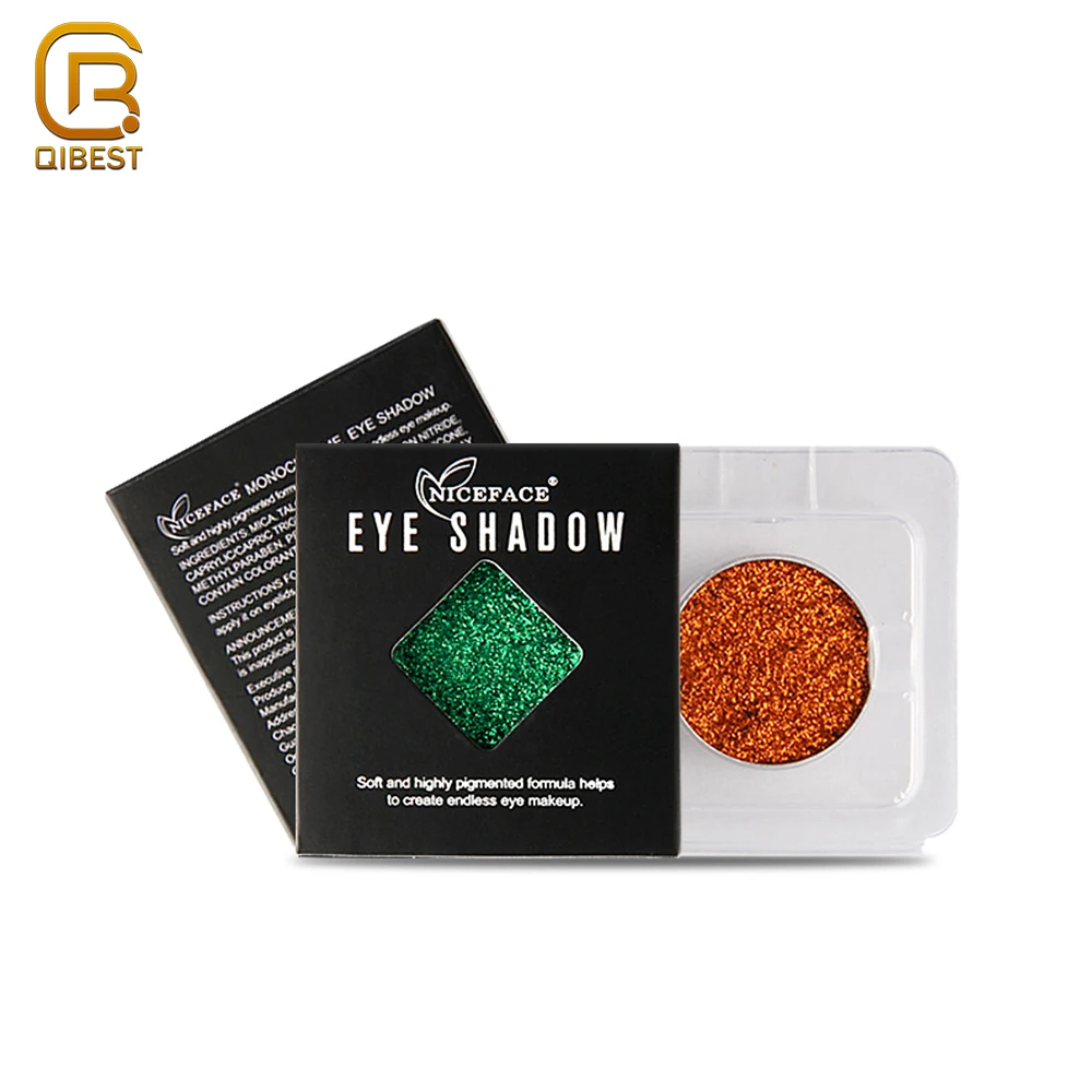

QIBEST Private Label Make Up Cosmetics no brand high pigment wholesale makeup Pressed Glitter Eyeshadow, Multicolors