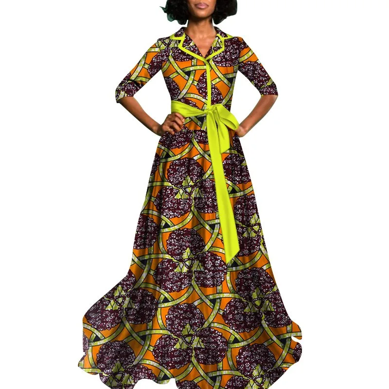 2018 African Dress For Women Dashiki Cotton Batik Sexy Long Dress Traditional Clothing Wy822