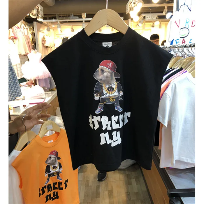 
Character Top kids China Import Custom Printing Sleeveless Mercerized Cotton T shirt 