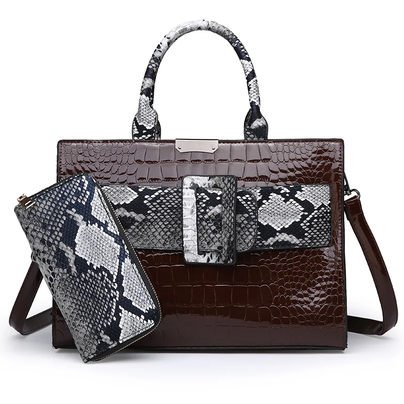 
New fashion pu leather bag ladies handbag snake pattern leather tote bag 