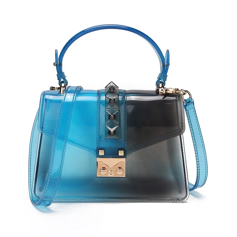 

2022 xianjian factory wholesaler of jelly gradient colored rivet perspex handbag (XJJY659), Accept custom made