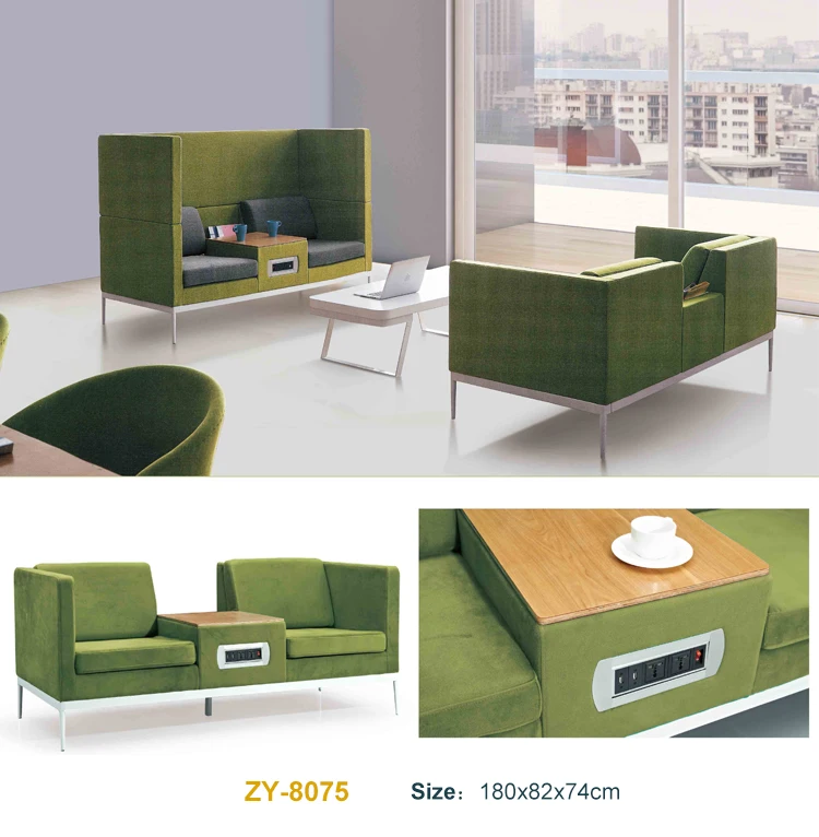 Hot sell high back modern leisure fabric office two seat sofas booth seating office buliding Lobby