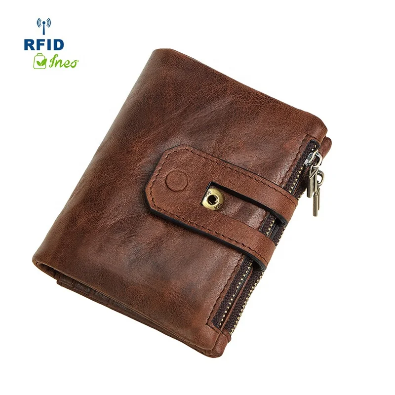 

Professional RFID Bag Pocket Wallet Vintage Genuine Leather Antitheft Zipper Closure Purse Men's Wallet, Black,brown,red,deep blue,burgundy,champagne