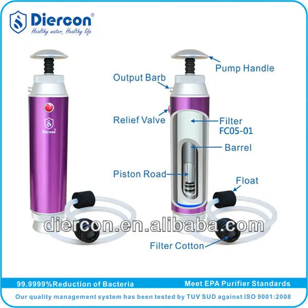 
C Leading supplier manufacturer Diercon portable Hiking water Filtration hiking mini water filter 0.1 micron ceramic (KP01 04) 