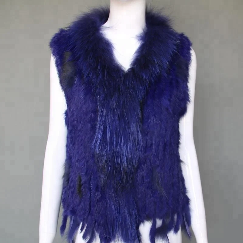 

Factory supply high quality rabbit knitting fur vest