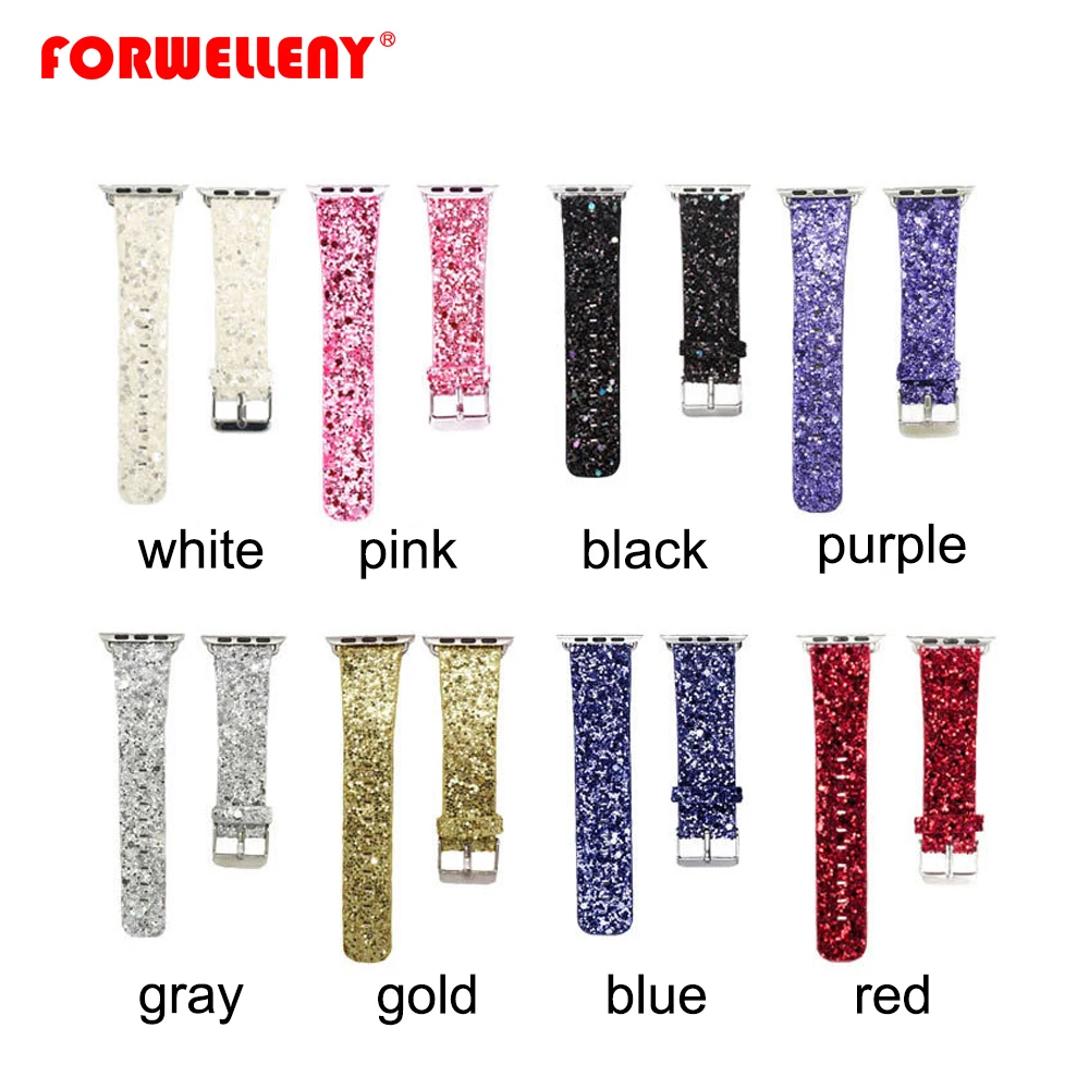 

Bling Glitter Powder Leather Watch Band for Apple Watch 38/40mm 42/44mm for iwatch Series 1/2/3/4