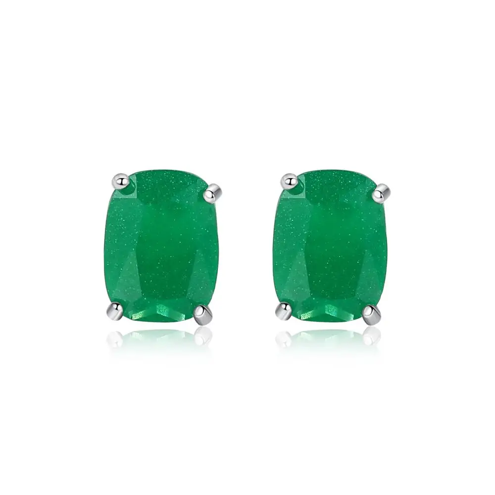 

CZCITY Crystal Stud Girl Earrings Square Jade Green and Pink Crystal Earrings for Women