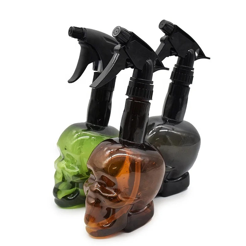 

Cheap Price Beauty Salon Barbershop Skull 500ml Water Spray Bottle for Hair, Orange green black 500ml water spray bottle