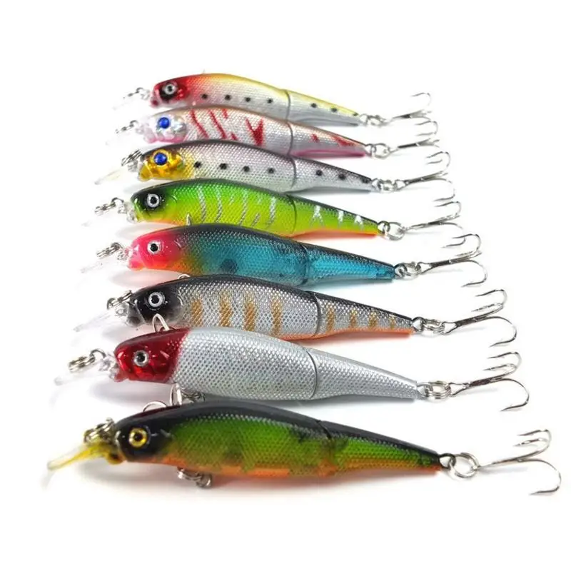 

9.2cm 7.5g 2 Sections Minnow Hooks Plastic Fishing Lures 8 colors Baits Crankbait Fishing Tackle for Trout and Pike