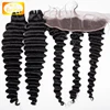 Fast Shipping Deep LooseWave Cuticle Aligned Indian Human Hair Bundles With Frontal