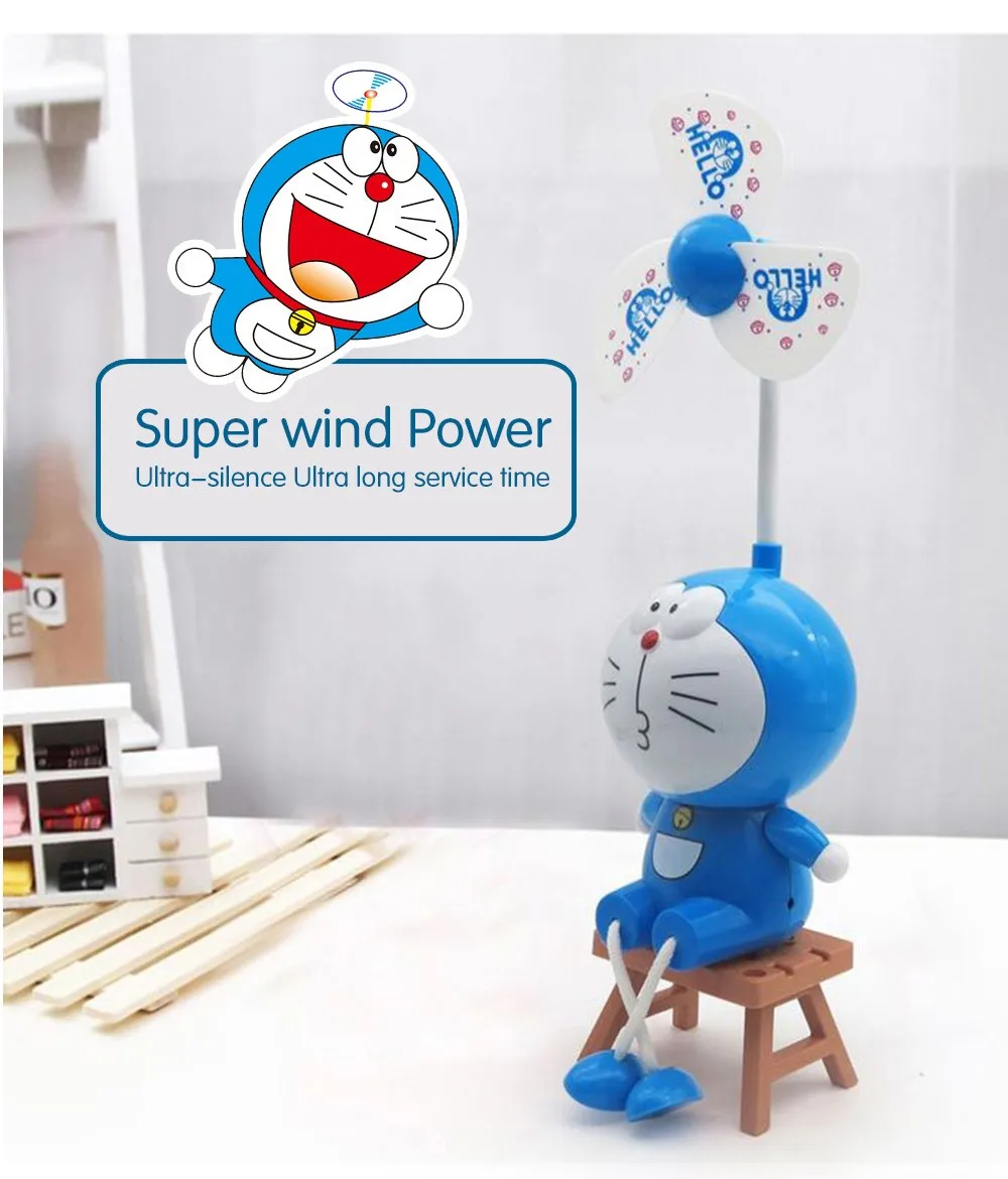 toy Baby portable fan with light Doraemon student fan