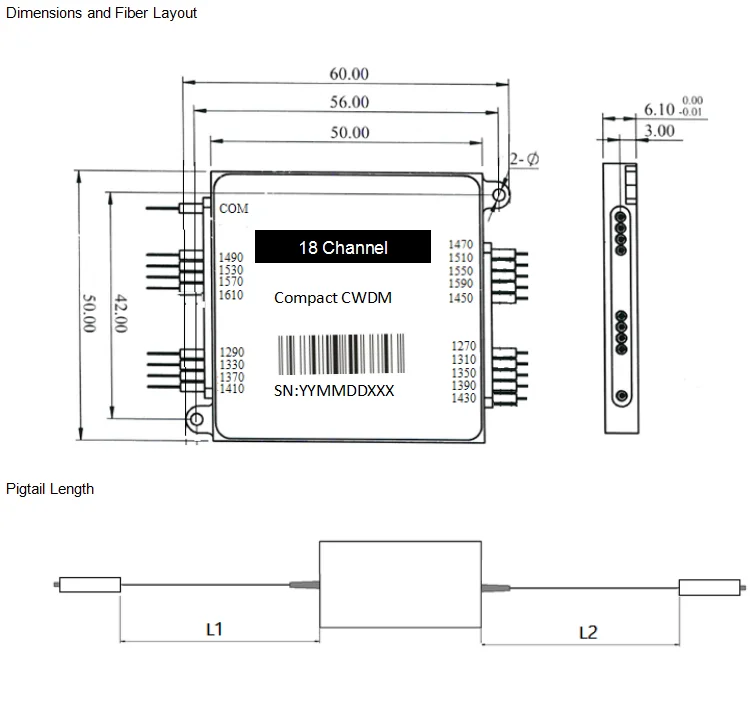 18CH Compact Coarse Wavelength Division Multiplexer CCWDM MUX DEMUX