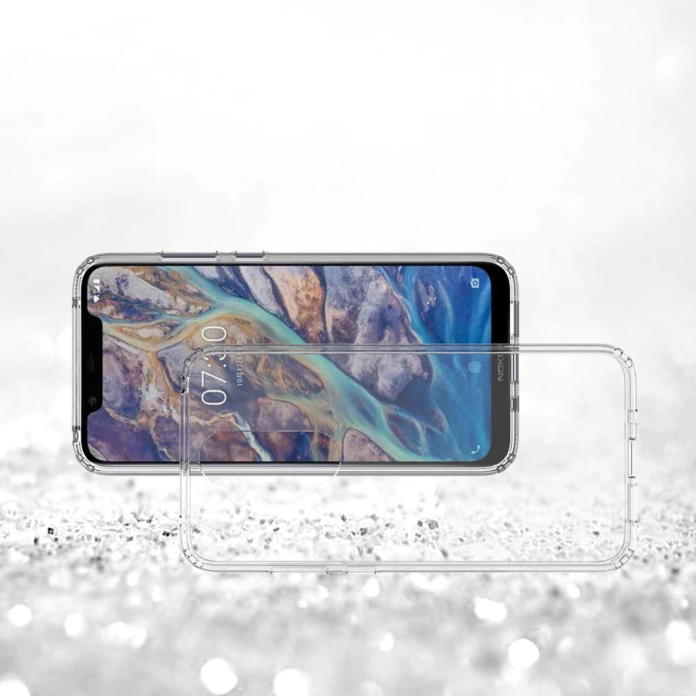 

For Nokia 8.1 Mobile Phone Case, Crystal Transparent Hard Back Cover for Nokia 8.1 with Bumper