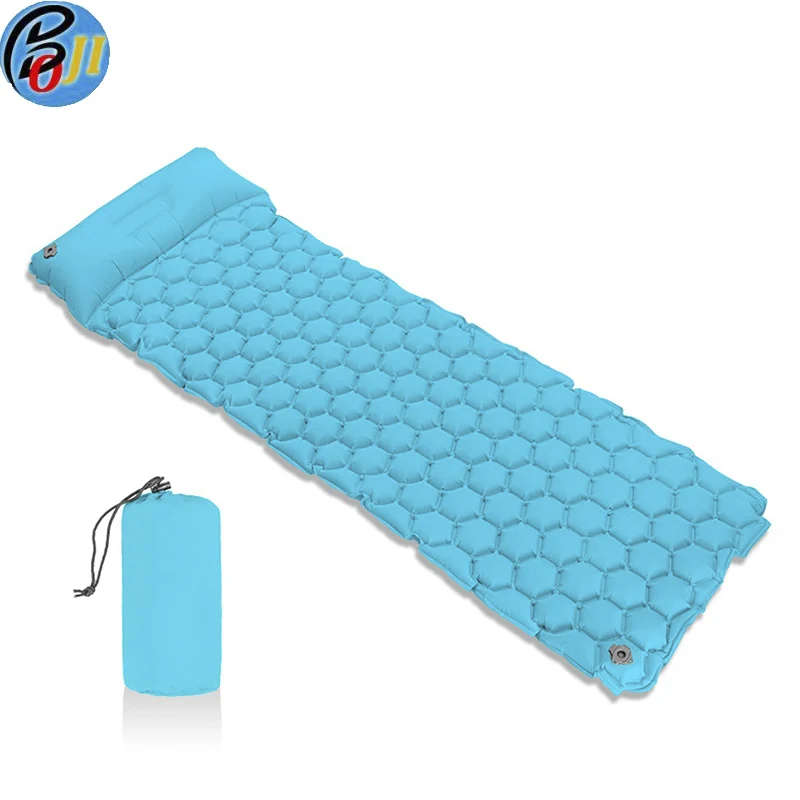 

NEW Sleeping Mat Ultralight Moistureproof Ground Mat With Pillow Air Mattress Outdoor Bed Tent Camping Mats Mouth Blow Inflating