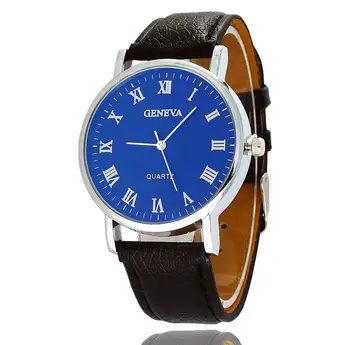 men fashion ex306 blue analog leather strap watch
