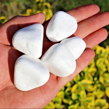 Snow White Pebbles Stone Outdoor Decorative Stones Tumbed Pure