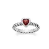 Sterling silver twisted wire wedding band ,custom design heart court ring with garnet ,Heart with Garnet Twisted Wire Ring