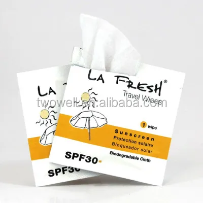 

wet sunscreen wipes with biodegradable cloth