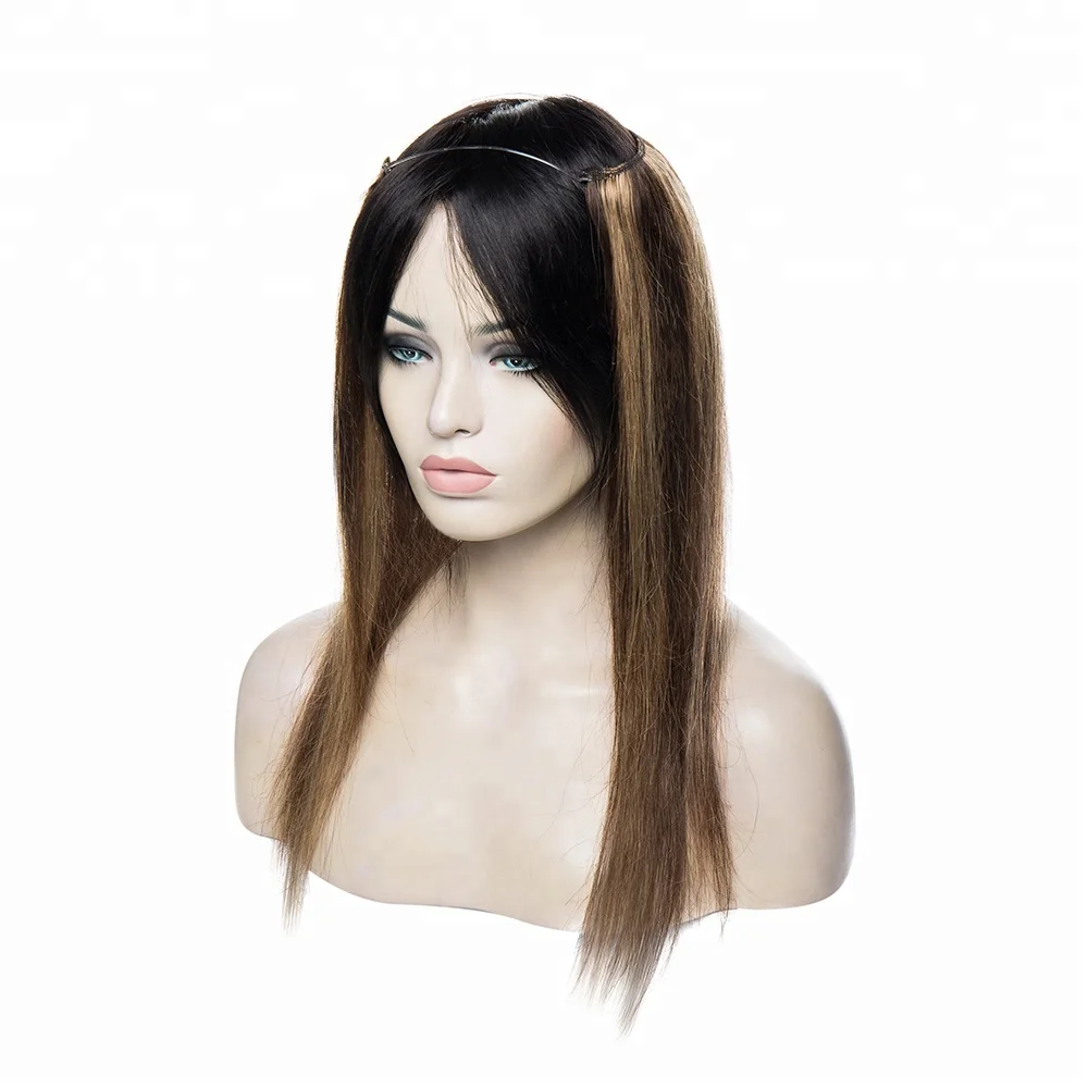 

Dark brown Highlight Ash blonde Durable Hidden fish line wire brazilian remy hair hot sale, N/a