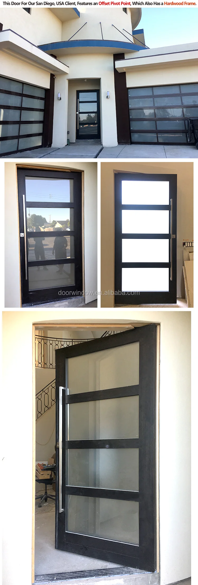 Black powder coated Color frosted tempered glass insert Thermal Break Aluminum hinged French door aluminum profile door