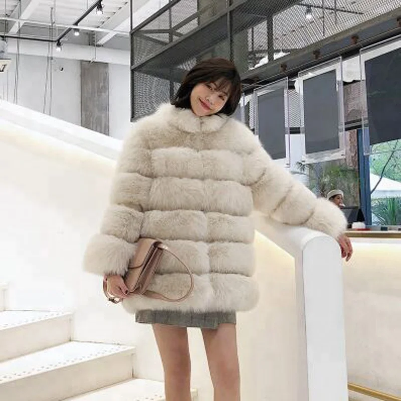 

New design plus size fur coat with hood With Great Price, Picture