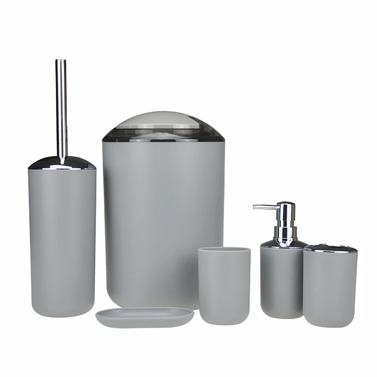 Amazon Hot Sale Factory Direct Plastic PP 6 Pieces Bathroom Accessories Set