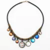 Solar System Necklace 9 Planets Bib Space pendants Universe Galaxy Statement Science jewelry on black cord