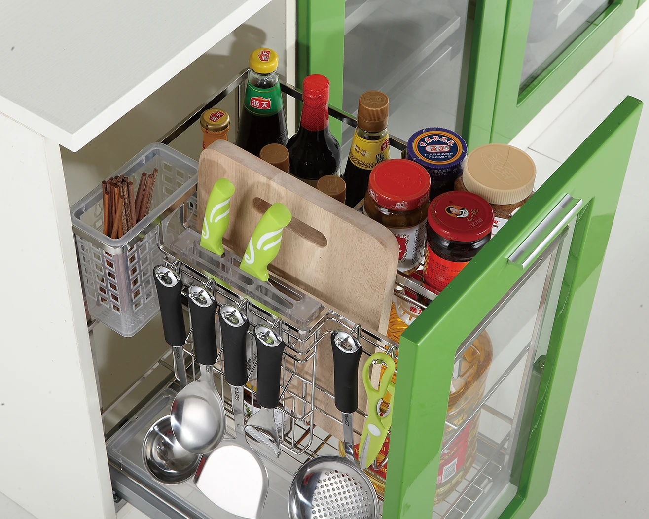 Kitchen Magic Corner Stainless Steel Kitchen Drawer Basket Revolving