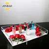 JINBAO Custom Wholesale Rectangle Fluorescent Clear Yellow Perspex Acrylic Serving Tray for Hotel Restaurant with Handle