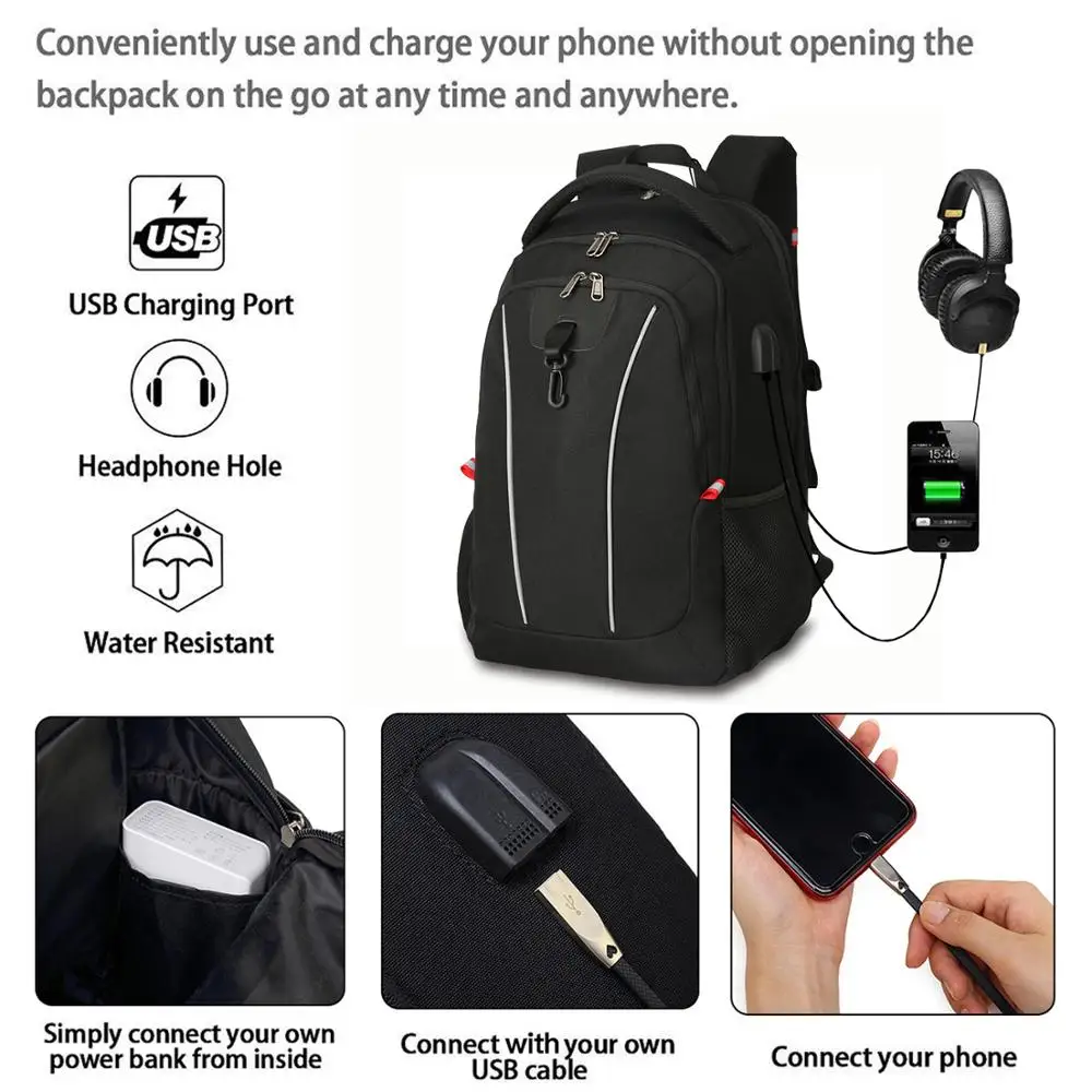 
2019 hot selling multifunctional oxford fabric men sports travel password USB men backpack bag 