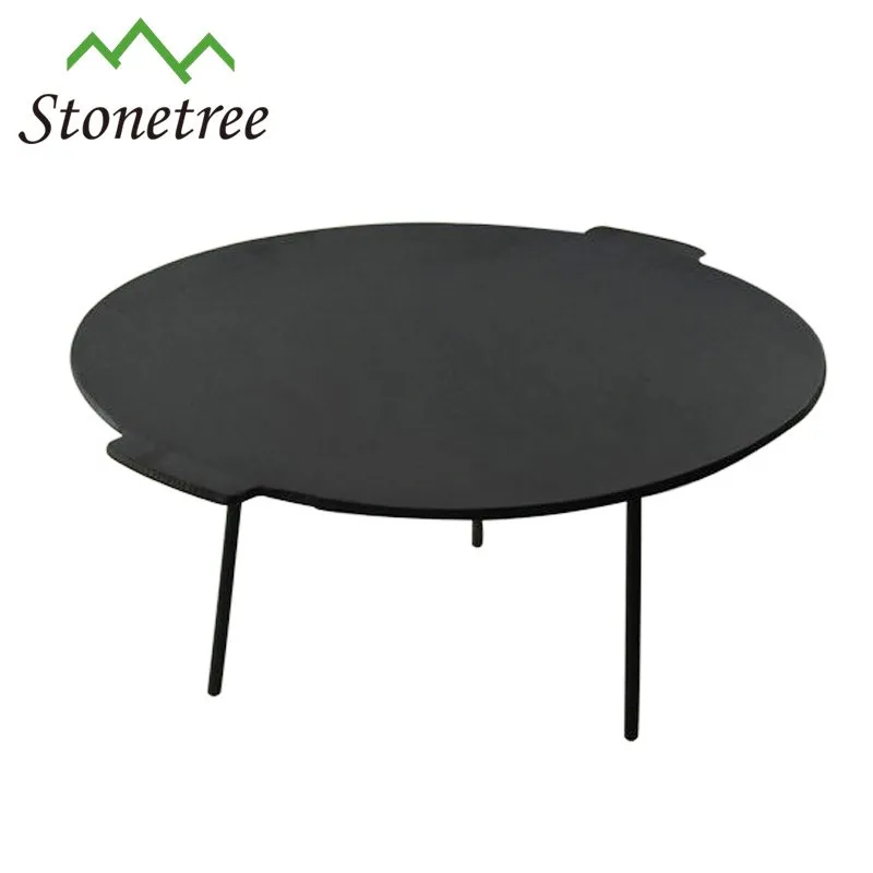 18'' Preseasoned Cast Iron Griddle Plate For Bbq Grill With Three