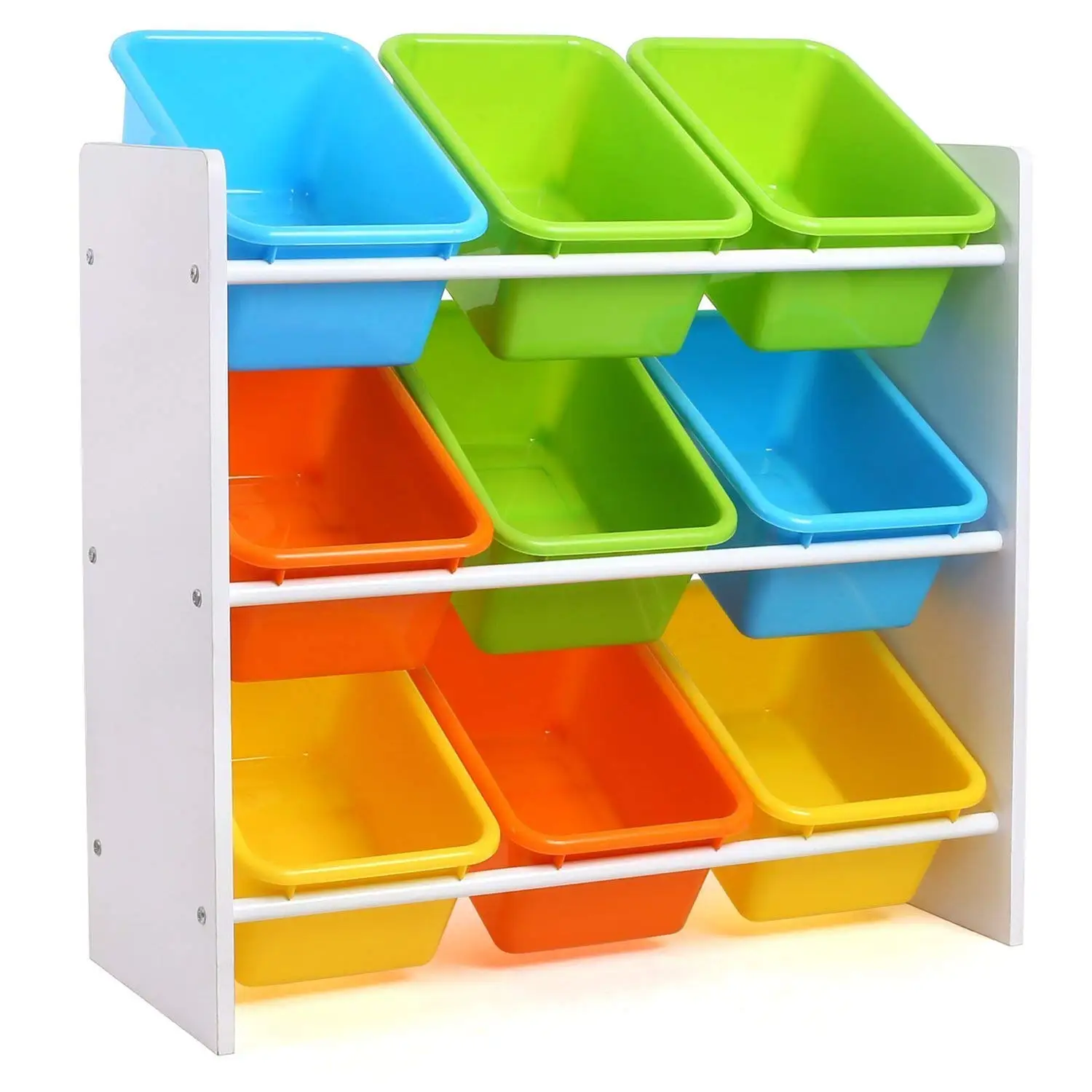3-tiers Children Wooden Toy Organizer Shelf With Storage Bins - Buy Toy ...
