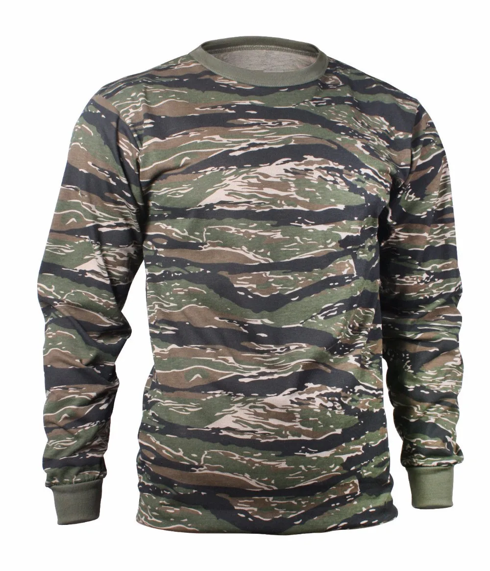 Custom Wholesale Cotton Camouflage Hunting Long Sleeve Printed Camo T