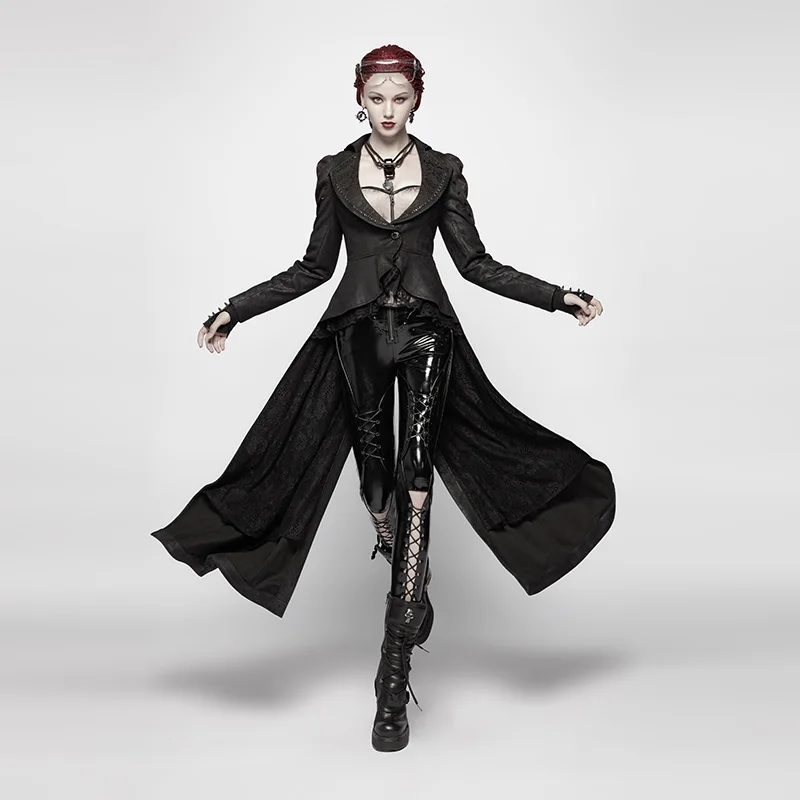 

Y-957 New street style 2019 PUNK RAVEGothic Dark womens Coats, Black