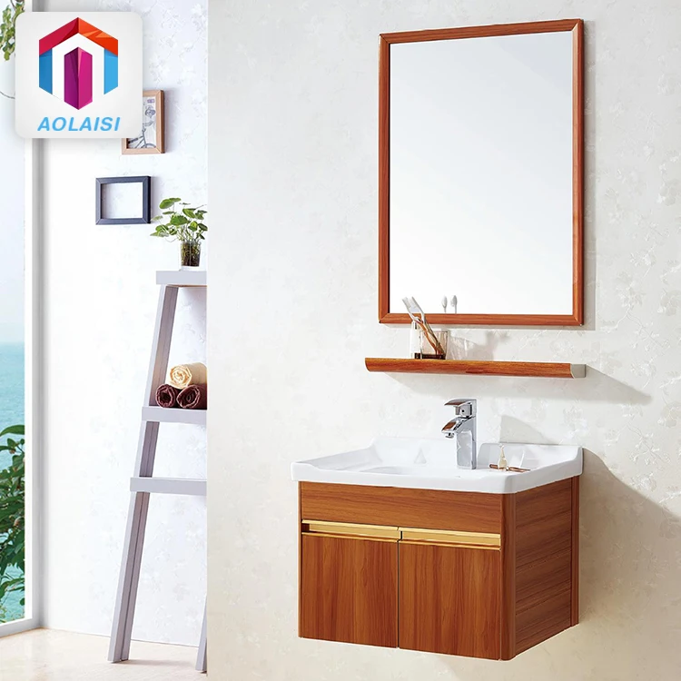 Aluminum Bathroom Vanity Unit With Mirror Wall Mounted Wash Basin Aluminum Bathroom Vanity Unit With Mirror Wall Mounted Wash Basin Base Wooden Cabinet